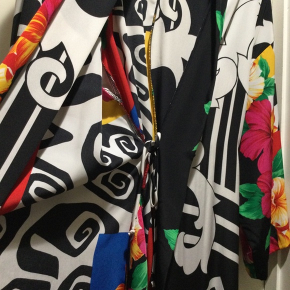 Vintage David brown Saks Fifth Avenue Hawaiian Tropical Long Kimono size L - Picture 7 of 9